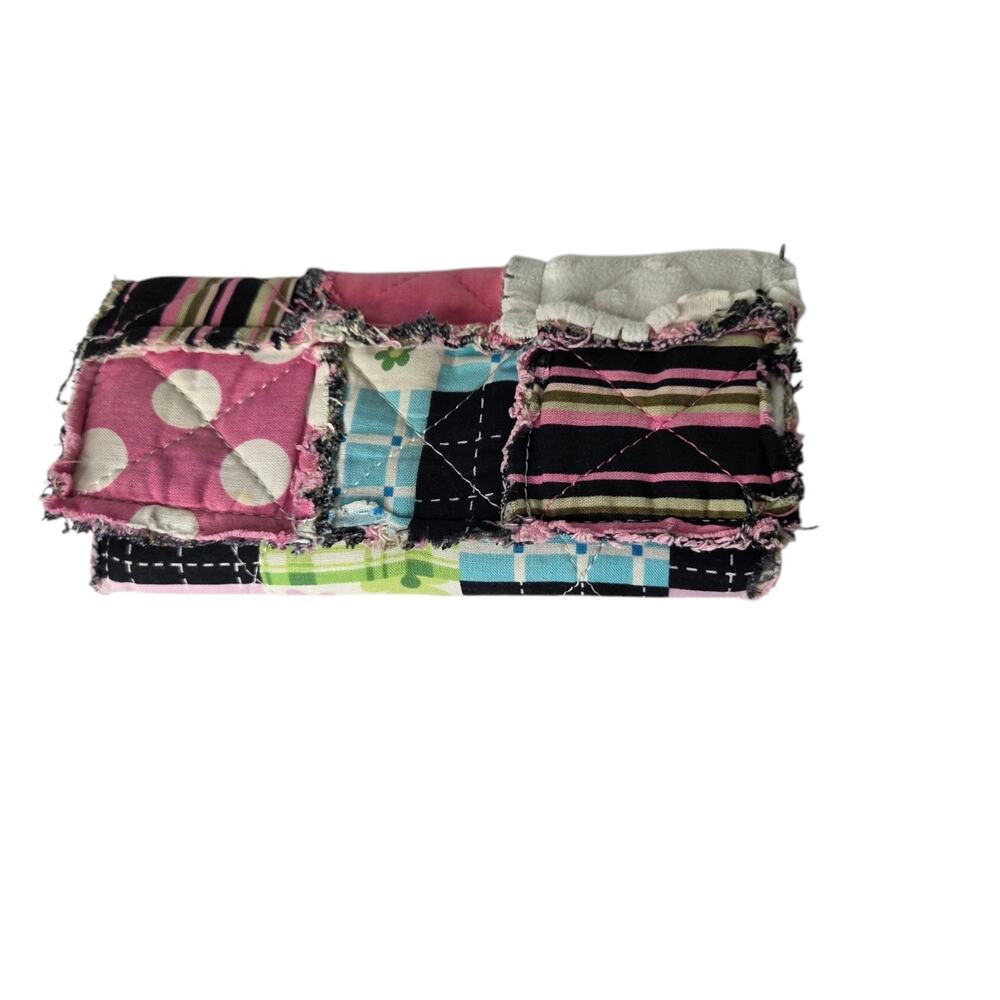 Guang Tong Wallet Quilted Patchwork Granny Square Multi-Design Pink & Black Boho